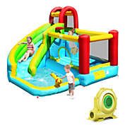 Gymax Inflatable Kids Water Slide Jumper Bounce House Splash Water Pool W/ 735W Blower