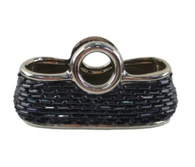 Dolce Mela Decorative Ceramic & Glass Purse Flower Vase, 10 1/4" x 4 1/4" x 5"(H)