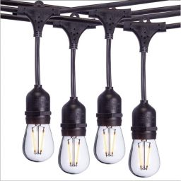 Sterno Home Vintage-Style Waterproof Outdoor LED String Lights For Backyard, Weddings, Patio, Porch, Black, 48 Feet