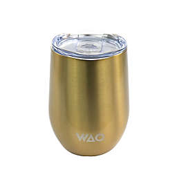 WAO 12 Ounce Thermal Wine Tumbler with Lid in Gold