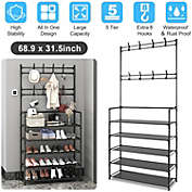 Kitcheniva Multifunctional Entryway Coat Rack Storage Shelves 5 Tier Shoes Rack Organizer