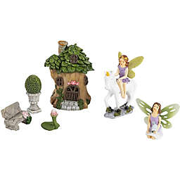 Juvale Miniature Unicorn Fairy Decoration Kit, Whimsical Garden Decor (6 Pieces)