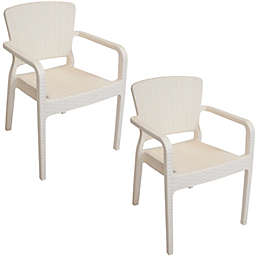 Sunnydaze Segonia Plastic Stacking Arm Chair - Set of 2 - Cream