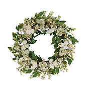 CC Christmas Decor 30" Green and White Puleo International Artificial Chrysanthemum Floral Spring Wreath