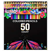 U.S. Art Supply 50 Piece Adult Coloring Book Artist Grade Colored Pencil Set - Vibrant Colors, Smooth Art Drawing, Sketching, Shading, Blending - Fun Activities for Kids, Students, Adults, Beginners
