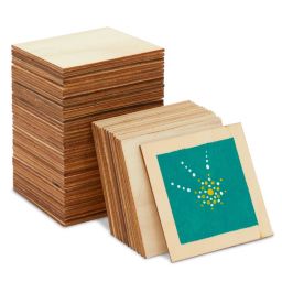 Juvale 60 Pack Unfinished Wood Squares for Crafts, Bulk Wooden Tiles for DIY Wall Art, Game Pieces (3x3 In)