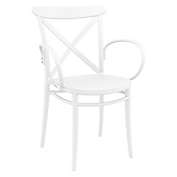 Luxury Commercial Living 34.25" White Stackable Outdoor Patio XL Arm Chair