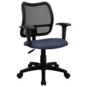 Emma + Oliver Mid-Back Navy Blue Mesh Swivel Task Office Chair with Adjustable Arms