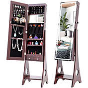 Yeah Depot Fashion Simple Jewelry Storage Mirror Cabinet With LED Lights,For Living Room Or Bedroom