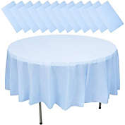 Juvale Round Plastic Party Tablecloth for up to 72-Inch Table (Blue, 84-Inch, 12-Pack)
