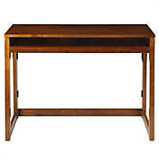 Casual Home Folding Desk with Pull-Out & USB Port-Warm Brown