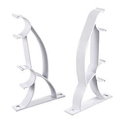 Unique Bargains Curtain Rod Bracket Curtain Rod Holders Hooks for Wall Curtain Rod Hangers, 1-inch 25mm Dia Double Drapery Curtain Rod Wall Bracket White 2 Pieces