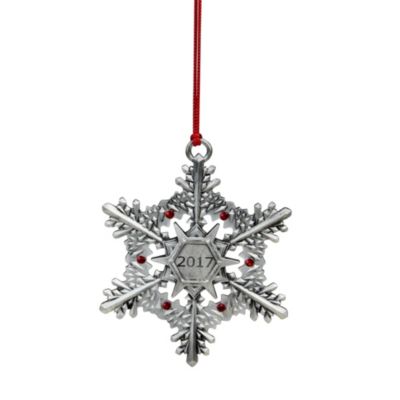Avon 3" Silver and Red Snowflake with Gems &#39;2017&#39; Christmas Ornament