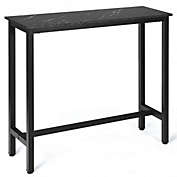 Costway 47" Pub Dining Bar Bistro Table with Marble Top-Black