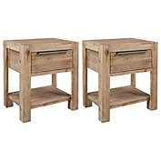 Home Life Boutique Nightstands with Drawers 2 pcs Solid