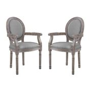 Modway Emanate Dining Armchair Upholstered Fabric Set of 2,Light Gray