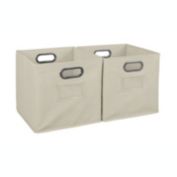 Niche Cubo Set of 2 Foldable Fabric Storage Bin with Built-in Chrome Handles - Natural