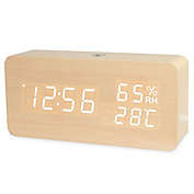 Infinity Merch Wooden Digital Alarm Clock Voice Control  in White