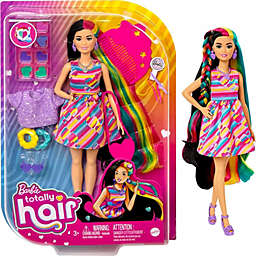 Barbie Totally Hair Heart-Themed 8.5 Inch Doll, Fantasy Hair & Color Change Accessories
