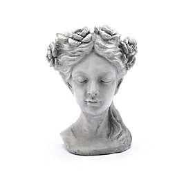 LuxenHome Gray Mgo Lady Rose Wreath Bust Planter - Gray