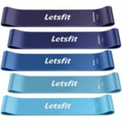 Letsfit Set of 5, Resistance Loop Exercise Bands With BONUS Carry Bag - JSD02-5P - Blue