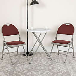 Flash Furniture HERCULES Series Ultra-Premium Triple Braced Burgundy Fabric Metal Folding Chair with Easy-Carry Handle