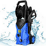 Costway-CA 1800W 2030PSI Electric Pressure Washer Cleaner with Hose Reel-Blue