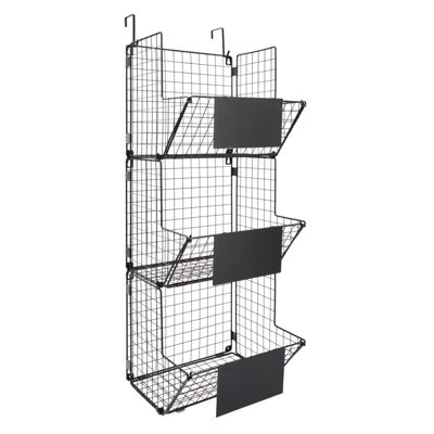 Farmlyn Creek 3-Tier Metal Wire Fruit Basket, Hanging Storage Bins (Black, 11.7 x 32 x 12 In)