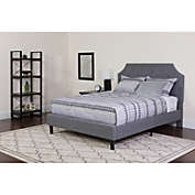 Flash Furniture Brighton Full Size Tufted Upholstered Platform Bed in Light Gray Fabric with Pocket Spring Mattress