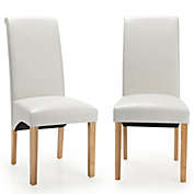 Slickblue 2 Pieces Dining Chairs Set with Rubber Wood Legs-Beige