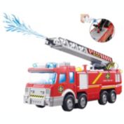 Top Race Fire Engine Truck With Water Pump Spray, Extending Rescue Ladder, And Flashing