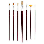 U.S. Art Supply 7-Piece Long Handle Nylon Hair & Bristle Artist Paint Brush Variety Set