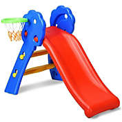 Slickblue 2 Step Children Folding Slide with Basketball Hoop