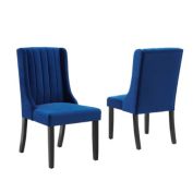 Modway Renew Parsons Performance Velvet Dining Side Chairs - Set of 2, Navy