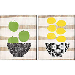 Metaverse Art Bowl of Green Apples & Lemons by Linda Woods 12-Inch x 15-Inch Canvas Wall Art (Set of 2)