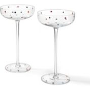 Polka Dot Champagne Coupe Glasses Set of 2 12 oz by The Wine Savant - Polka Dot Rainbow Colored Glasses, Cocktail Glassware, Polka Dot Gifts Damien Hirst, Gift Idea For Everyday, Weddings, Parties