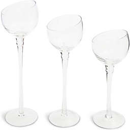 Juvale Glass Tealight Candle Holders in 3 Sizes with Curved Arc Design (3 Pack)