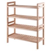 Winsome Mercury Entryway Mudroom Solid Wood 2 Piece Stackable Shoe Rack Set - Natural