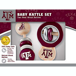 BabyFanatic Wood Rattle 2 Pack - NCAA Texas A&M Aggies - Officially Licensed Baby Toy Set