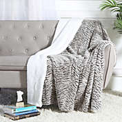 Legacy Decor Luxury Faux Micro Fur Wave Design Ultra Plush and Super Soft Sherpa Fleece Decorative Throw Blanket, Grey 51" x 60"