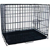 YML Double Door Dog Kennel Cage with Plastic Tray No Bottom Wire 36-Inch Black 