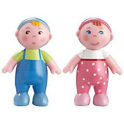 HABA Little Friends Babies Marie & Max - 2.5" Twin Baby Dollhouse Toy Figures (2 Piece Set)