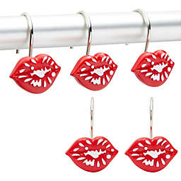 Okuna Outpost Red Lips Shower Curtain Hooks, Girly Bathroom Decor (Stainless Steel, 12?Pack)