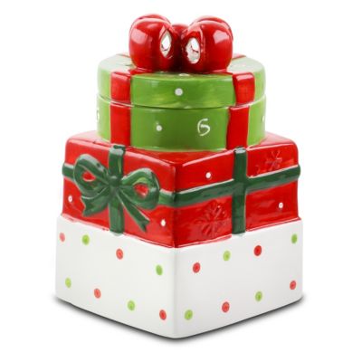 Gibson Home Christmas Estate 7.5 Inch Gift Box Holiday Cookie Jar