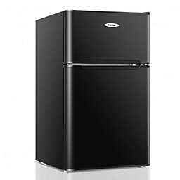 Costway 3.3 Cubic Feet Compact Refrigerator with Freezer 2 Reversible Door Mini Fridge-Black