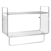 mDesign 2 Tier Storage Organizer Bath Shelf with Towel Bar, Wall Mount