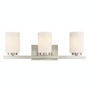 Bathroom Vanity Light Fixtures 3-Light Modern Wall Lighting Brushed Nickel with Frosted Glass Shade Over Mirror Wall Mount Lights for Bedroom Living Room Hallway
