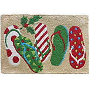 Homefires Rugs 1.5&#39; x 2.5&#39; Vibrant Christmas Holiday Sandals Designed Rectangular Polyester Area Throw Rug
