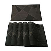 PiccoCasa Washable Placemats Set of 4, Heat Resistant Cross Woven PVC Non-Slip Insulation Mats for Kitchen Dining Table Rectangle, Black, 18"X12"