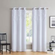 Sweet Home Collection   Hudson Pintuck Window Curtain Panel Pair, 84" Long, White